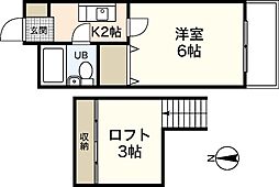 アクバー五日市 1Kの間取図画像
