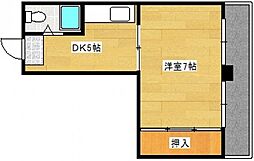 第三小河内ビル 1DKの間取図画像