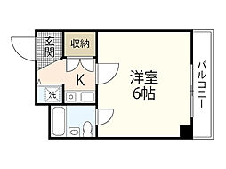 コートヤード 1Kの間取図画像