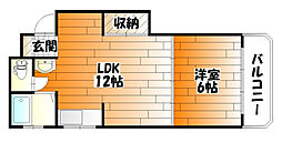 スカイビル 2DKの間取図画像