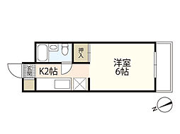 レインハイムミササ 1Kの間取図画像