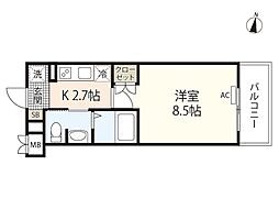 ラメール草津南 1Kの間取図画像