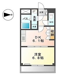 リバーサイドコート 1DKの間取図画像