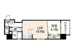 S-レジデンス新白島駅前 1LDKの間取図画像