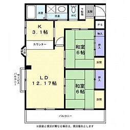 Tフラッツ 2LDKの間取図画像