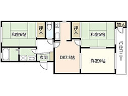 第2イシダビル 3DKの間取図画像