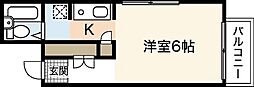 楠木サンバレー ワンルームの間取図画像