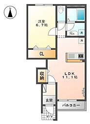 スターテラス宮内 1LDKの間取図画像