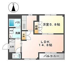 ベルジュ・シュシュ 1LDKの間取図画像