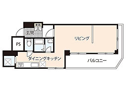 ロッコーマンション平塚 ワンルームの間取図画像