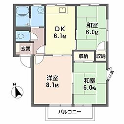 マナハイツB 3DKの間取図画像