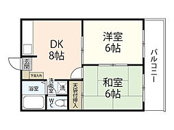 ドミールふじ 2DKの間取図画像