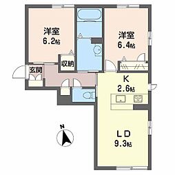 リビエール 2LDKの間取図画像