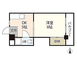 玉井ビル 1Kの間取図画像