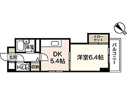 アゼリア中広 1DKの間取図画像