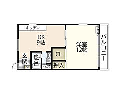 保田ビル 2DKの間取図画像