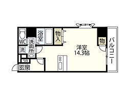 モンフレール ワンルームの間取図画像
