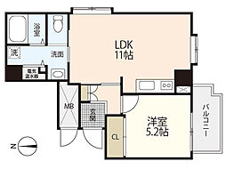 上幟町ハイム 1LDKの間取図画像