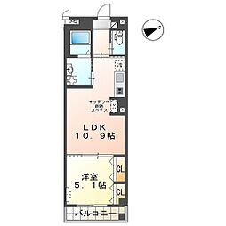 Aura横川 1LDKの間取図画像