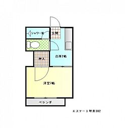 エステート坪井 3階1Kの間取り