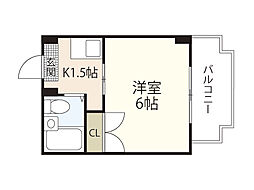 エスタス庚午南 1Kの間取図画像