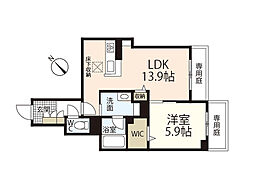 フィグ古江東町 1階1LDKの間取り