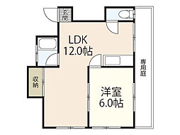 ハイツ須川 1LDKの間取図画像
