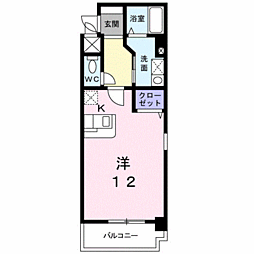 アイワマンション 4階1Kの間取り