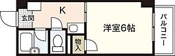 ロイヤル上安 1Kの間取図画像