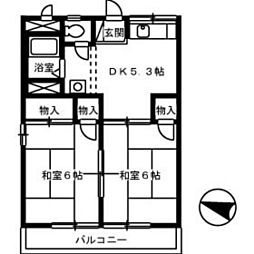 コーポ藤元 2DKの間取図画像