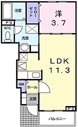 アルカンシェル 1階1LDKの間取り