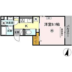 メゾン　カルムII 2階1Kの間取り