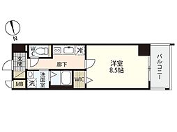 ラフィーネ本川 10階1Kの間取り