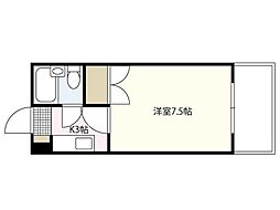 大芝グリーンコーポ 1Kの間取図画像