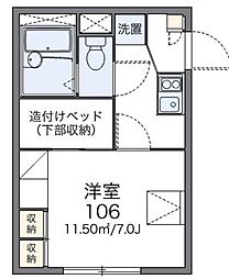 レオパレスラポール 1Kの間取図画像