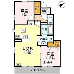 フ・ミール5号館 2LDKの間取図画像