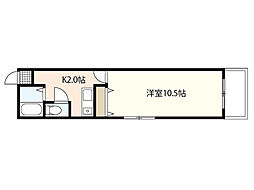 アクアコート庚午 1Kの間取図画像