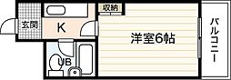 K・B・M三筋 ワンルームの間取図画像