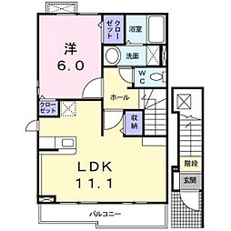 ノーブル川内3番館 1LDKの間取図画像