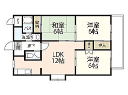 ベージュ大木88 3LDKの間取図画像