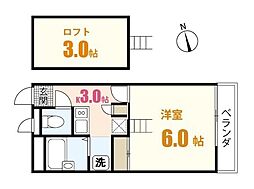 アムール東原 1Kの間取図画像