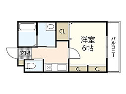 スカーレット海老園 1Kの間取図画像