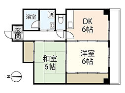 アーバンハイム2 2DKの間取図画像
