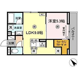 DーROOM庚午中 1LDKの間取図画像