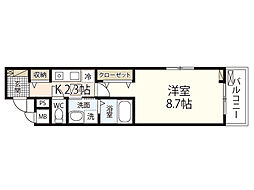 ハミングバードII 1Kの間取図画像