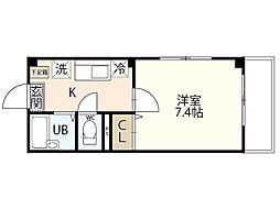 カーサメント西白島 1Kの間取図画像