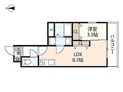 Koti草津新町 1LDKの間取図画像