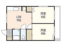 エイシンビル1 2LDKの間取図画像