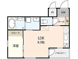 セブンプロート草津東 1LDKの間取図画像