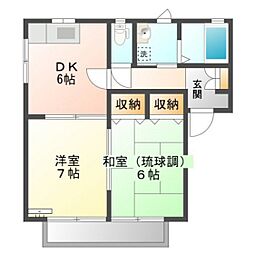 カリン東野 2DKの間取図画像